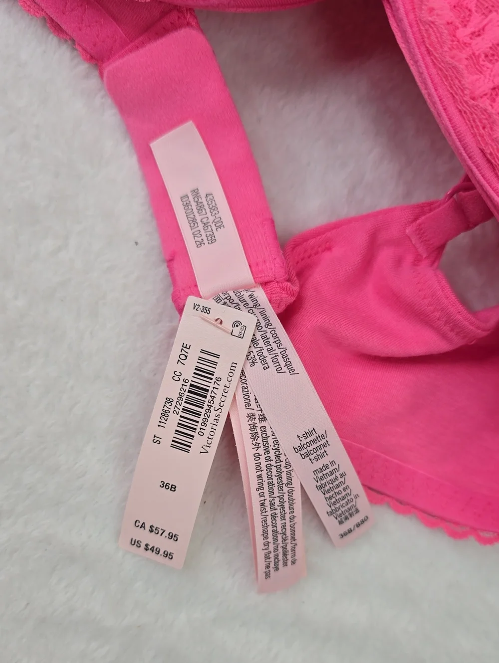 VS The T-Shirt Cotton Lace-Trim Lightly Lined Balconette Bra Sz 36B NWT - Picture 6 of 6